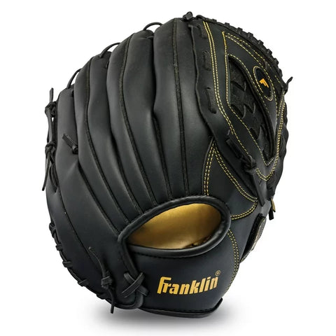 Franklin Sports Baseball and Softball Glove - Field Master - Baseball and Softball Mitt - Adult and Youth Glove - Right Hand Throw - 14" - Black/Gold