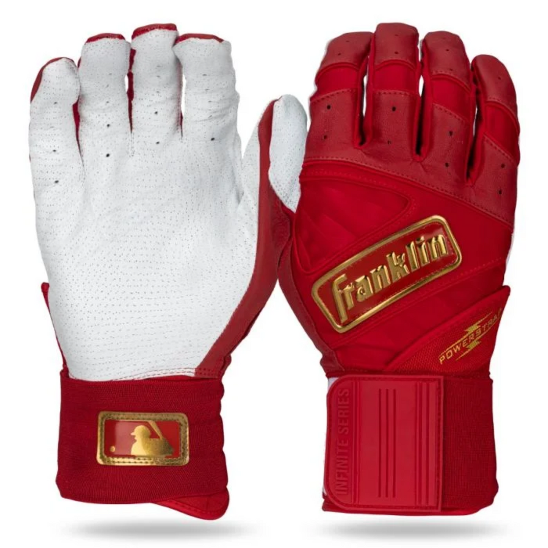 Franklin Infinite Powerstrap Series Adult Batting Gloves - Long Cuff_Red