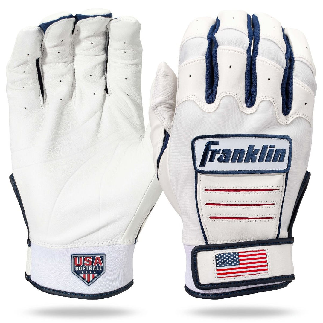 Franklin USA Women Softball CFX FP Batting Glove - White/USA