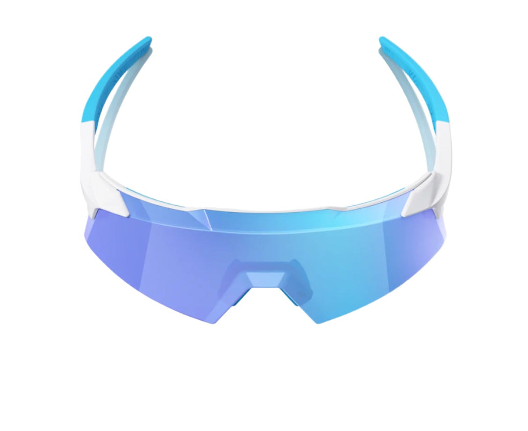 100% AEROCRAFT Matte White HiPER® Blue Mirror Lens