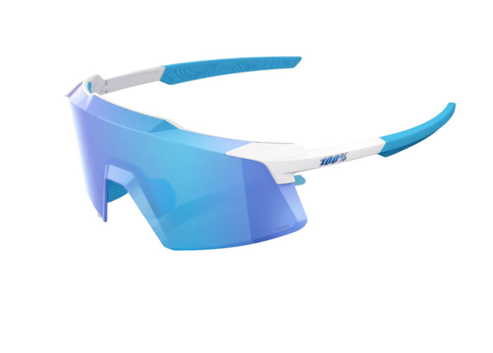 100% AEROCRAFT Matte White HiPER® Blue Mirror Lens