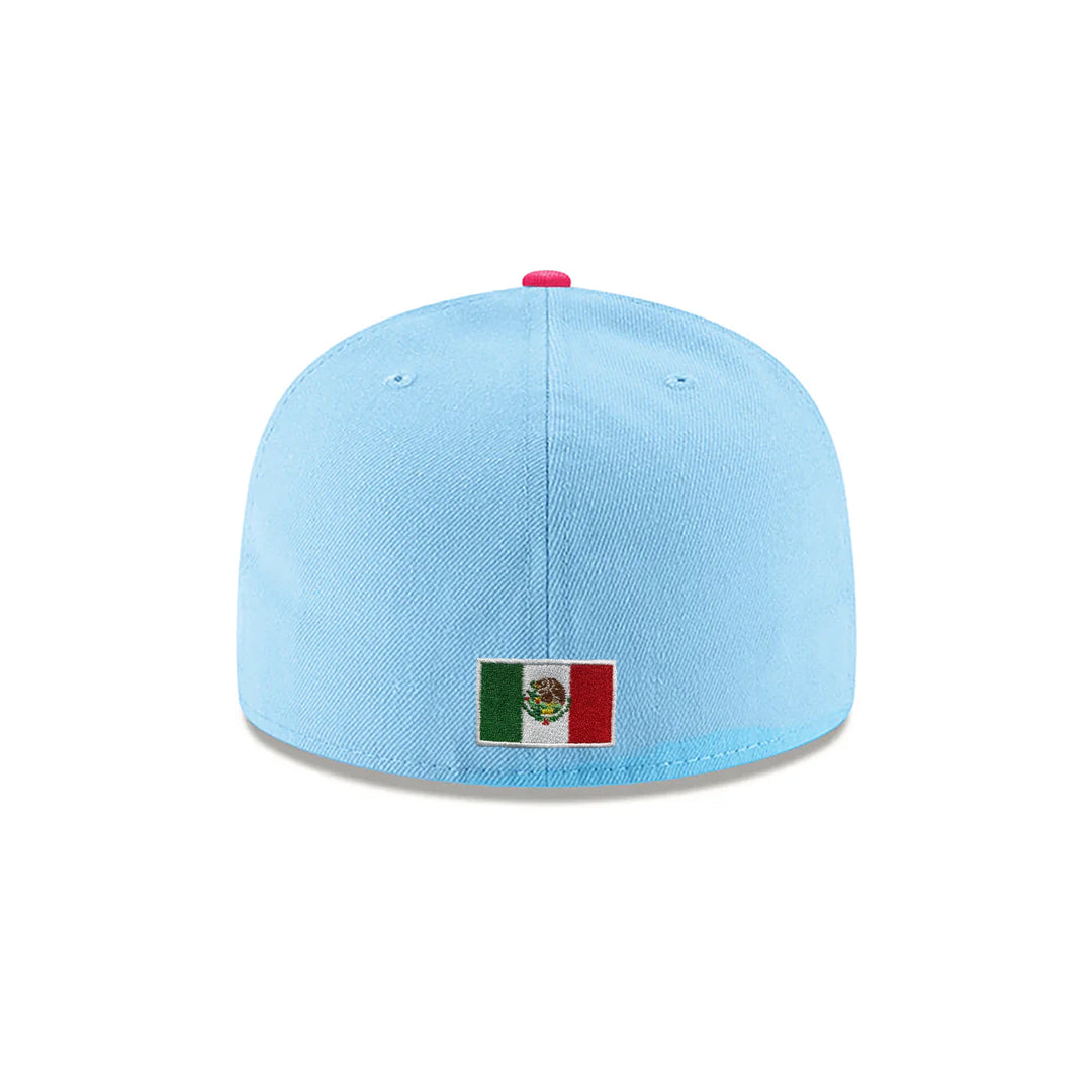 New Era 59FIFTY Mexico "M" Fitted Hat – Light Blue/Rose Pink