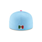 New Era 59FIFTY Mexico "M" Fitted Hat – Light Blue/Rose Pink