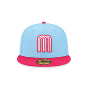 New Era 59FIFTY Mexico "M" Fitted Hat – Light Blue/Rose Pink