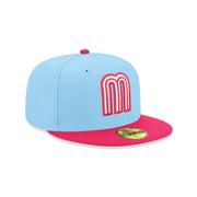 New Era 59FIFTY Mexico "M" Fitted Hat – Light Blue/Rose Pink