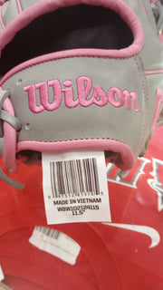 Wilson A2000 1786 11.5" Infield Baseball Glove - Gray/Pink - Right Hand Thrower