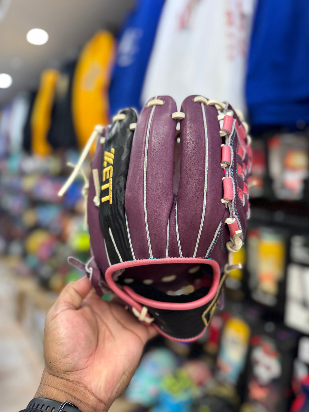 Zett BRGB32350 Baseball Fielding Glove – Burgundy/Black/Red | Basket Web | Open Back