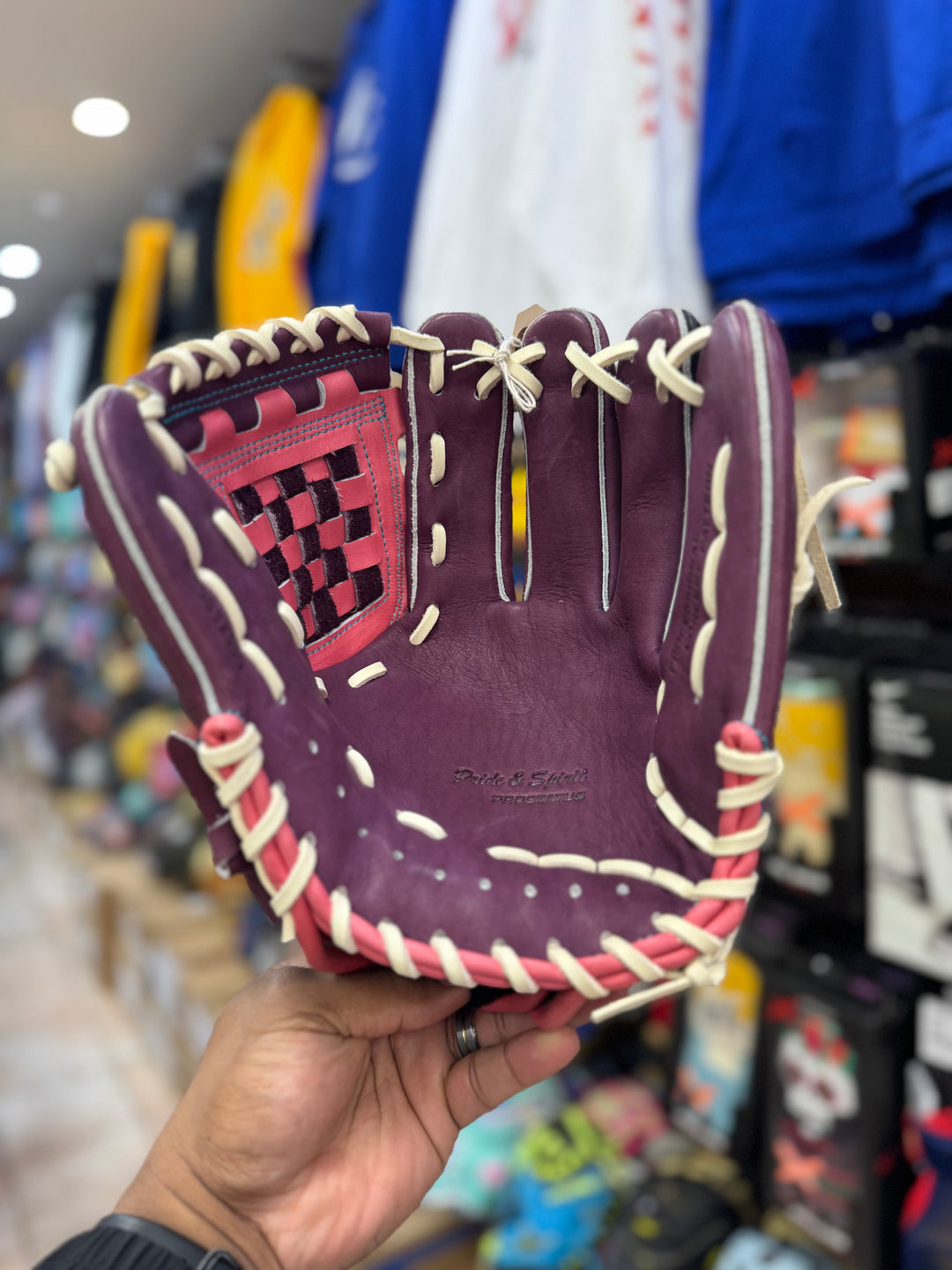 Zett BRGB32350 Baseball Fielding Glove – Burgundy/Black/Red | Basket Web | Open Back