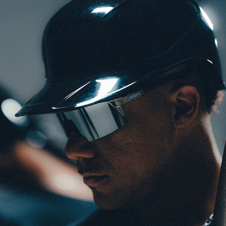 100% Speedcraft SL Juan Soto Signature Sunglasses – Polished Black Chrome Frame &amp; HiPER® Mercury Mirror Lens