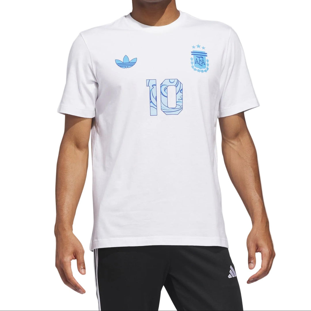Adidas Messi Argentina Away Graphic Tee White – Men’s Soccer T-Shirt Casual Streetwear