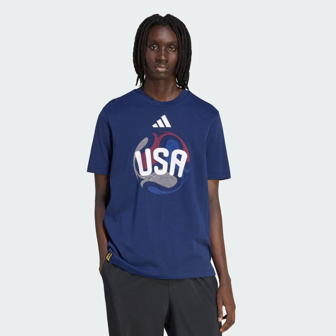 Adidas USA FIFA World Cup 2026 T-Shirt Navy Blue – Men’s Soccer Fan Tee Casual Cotton