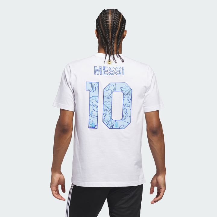 Adidas Messi Argentina Away Graphic Tee White – Men’s Soccer T-Shirt Casual Streetwear