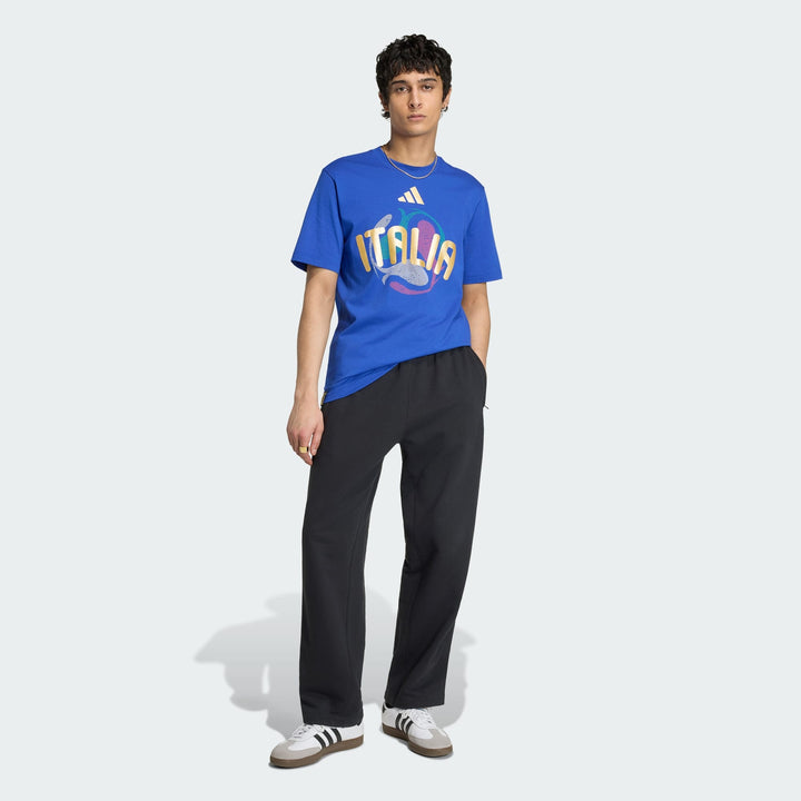 Adidas Italy FIFA World Cup 2026 T-Shirt Blue – Men’s Soccer Fan Tee Casual Cotton