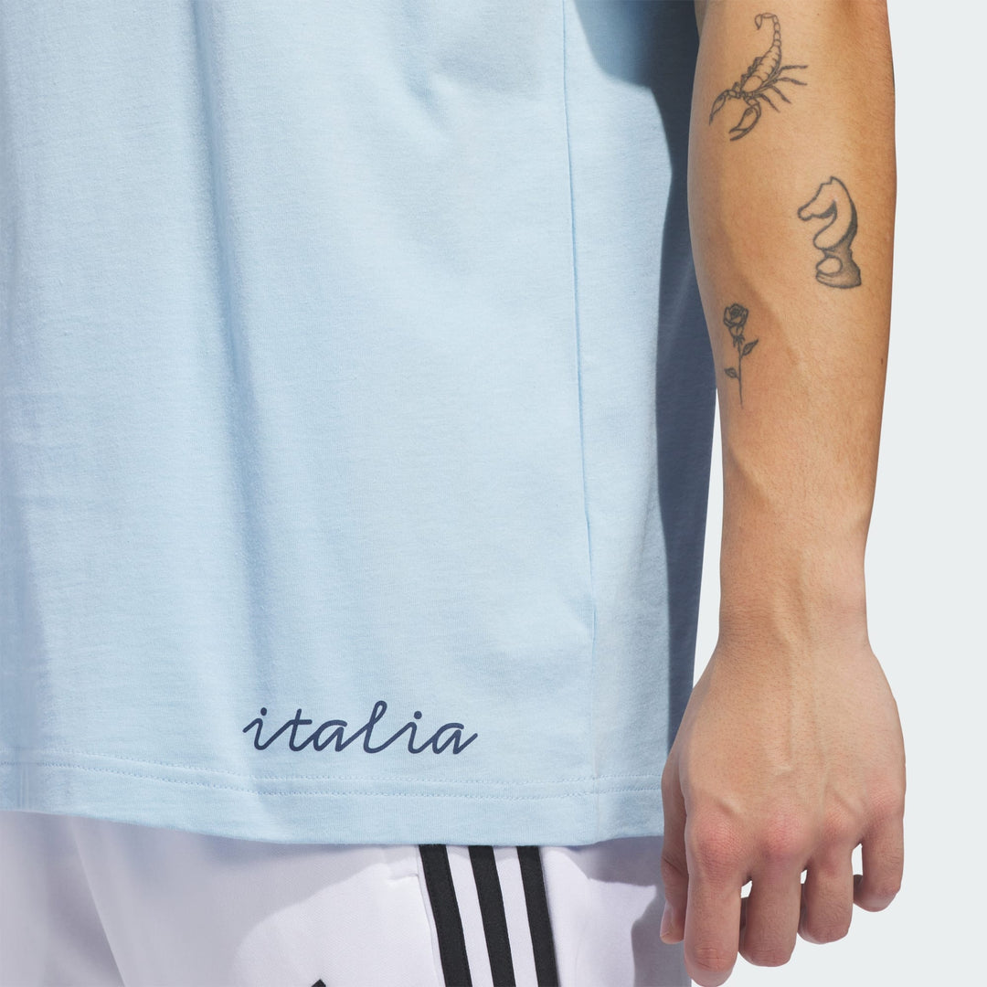 Adidas Italy World Cup 2026 Away Graphic Tee Light Blue – Men’s Soccer T-Shirt Loose Fit