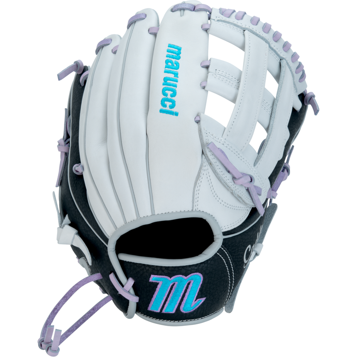 Marucci Caddo FP 11.5” Fastpitch Youth Glove | Basket Web | Lavender/White/Black | Full-Grain Leather