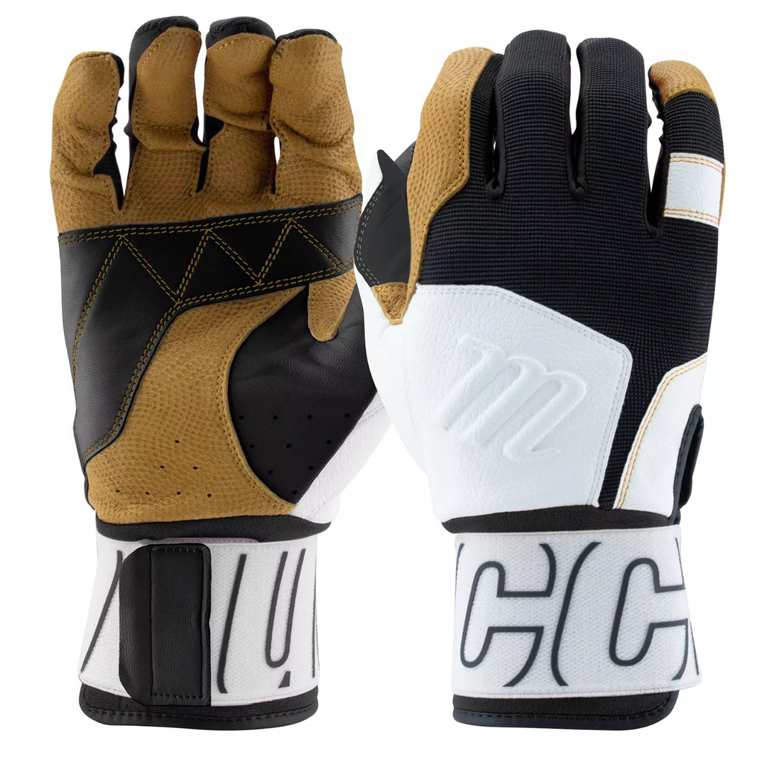 Marucci Blacksmith Full Wrap Batting Gloves V2 - White / Black