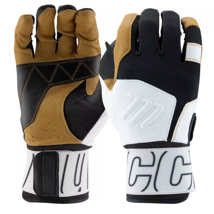 Marucci Blacksmith Full Wrap Batting Gloves V2 - White / Black
