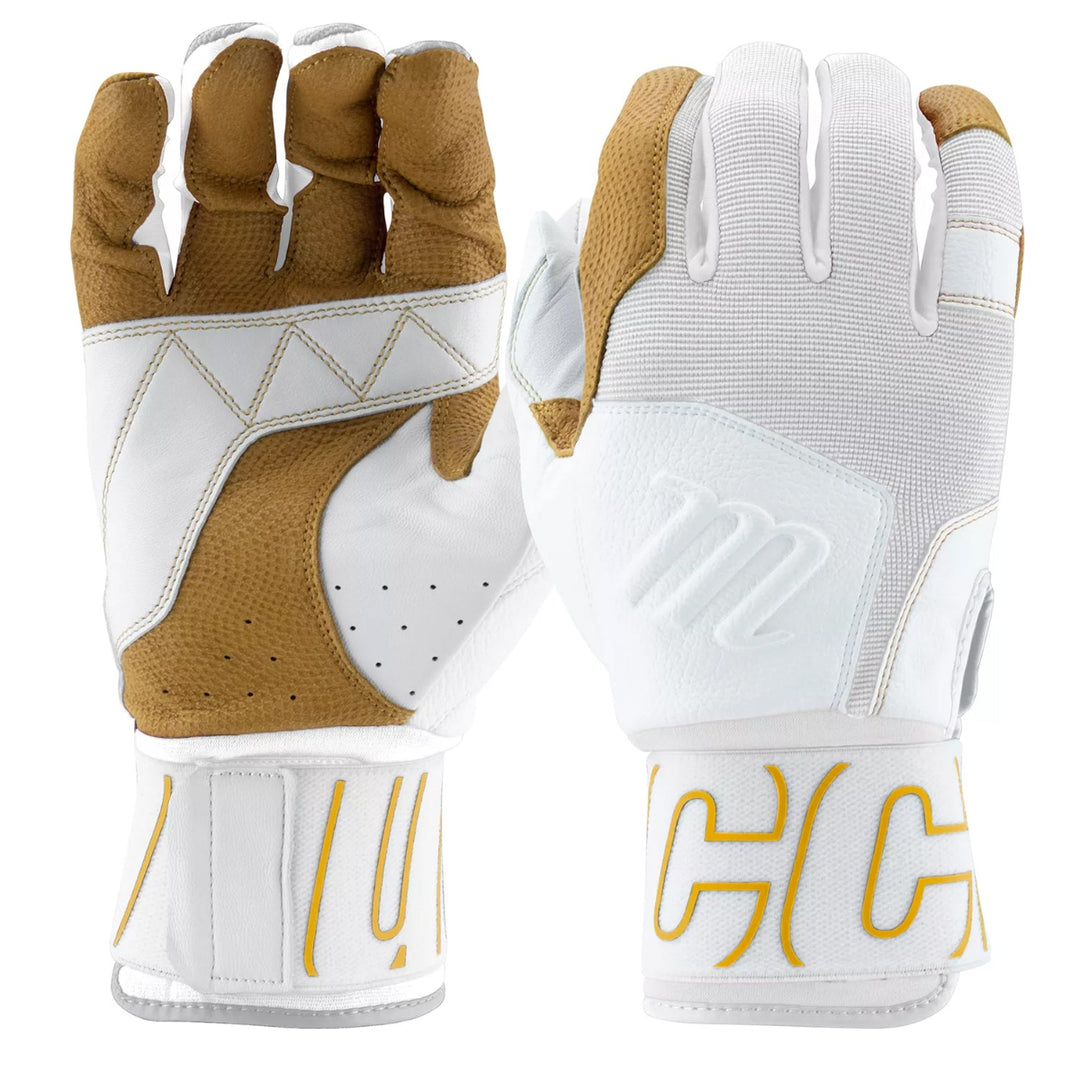 Marucci Blacksmith Full Wrap Batting Gloves V2 - White / White