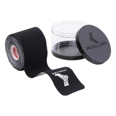 Mueller Typhoon Elite Kinesiology Therapeutic Tape, Black – 20 Pre-Cut I-Strips with Protective Case