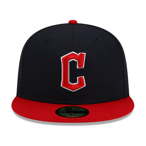 NEW ERA 59FIFTY CLEVELAND GUARDIANS HOME AUTHENTIC COLLECTION FITTED HAT DARK NAVY SCARLET RED