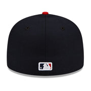 NEW ERA 59FIFTY CLEVELAND GUARDIANS HOME AUTHENTIC COLLECTION FITTED HAT DARK NAVY SCARLET RED