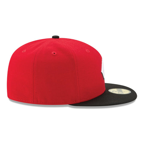 NEW ERA 59FIFTY CINCINNATI REDS ROAD AUTHENTIC COLLECTION ON FIELD FITTED HAT RED BLACK