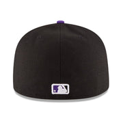 NEW ERA 59FIFTY COLORADO ROCKIES ALTERNATE 1 AUTHENTIC COLLECTION ON FIELD FITTED HAT BLACK PURPLE