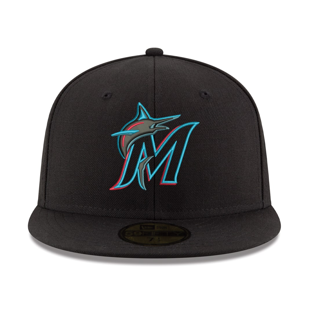 New-Era-Miami-Marlins-Game-Black-59FIFTY-Fitted-Hat-Front