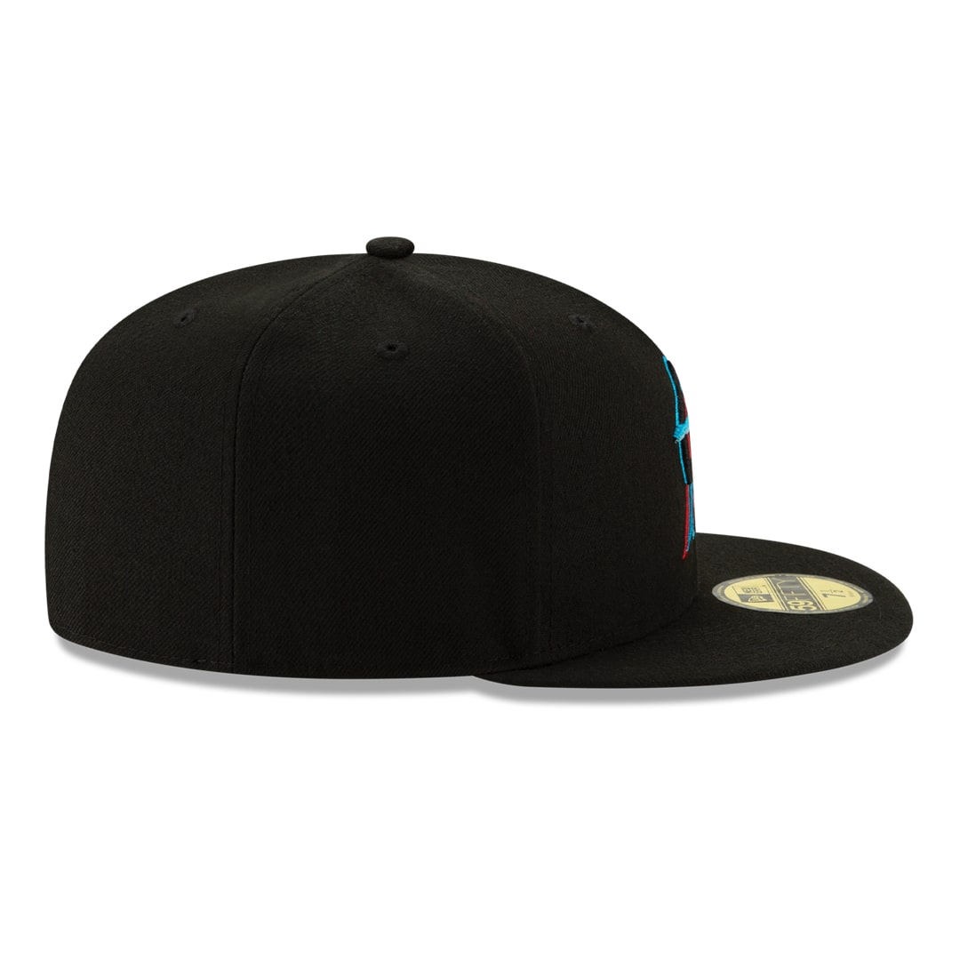 New-Era-Miami-Marlins-Game-Black-59FIFTY-Fitted-Hat-Left