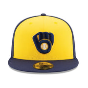 New Era 59FIFTY Milwaukee Brewers Alternate Authentic Collection On-Field Fitted Hat – Navy/Yellow.3