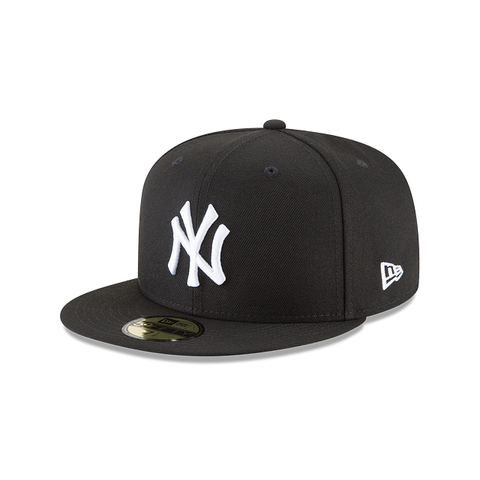 NEW ERA 59FIFTY NEW YORK YANKEES FITTED BLACK HAT WHITE LOGO