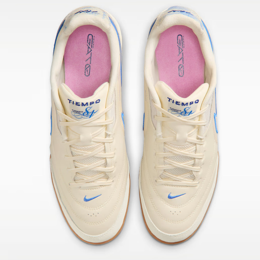 Nike Tiempo Streetgato PRM Indoor/Court Low-Top Soccer Shoes Coconut Milk Gum Blue Crystal