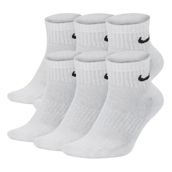 Nike Unisex Everyday Cushioned Ankle Socks 6-Pack with Dri-FIT moisture-wicking, terry-sole cushioning, and arch support in black/white