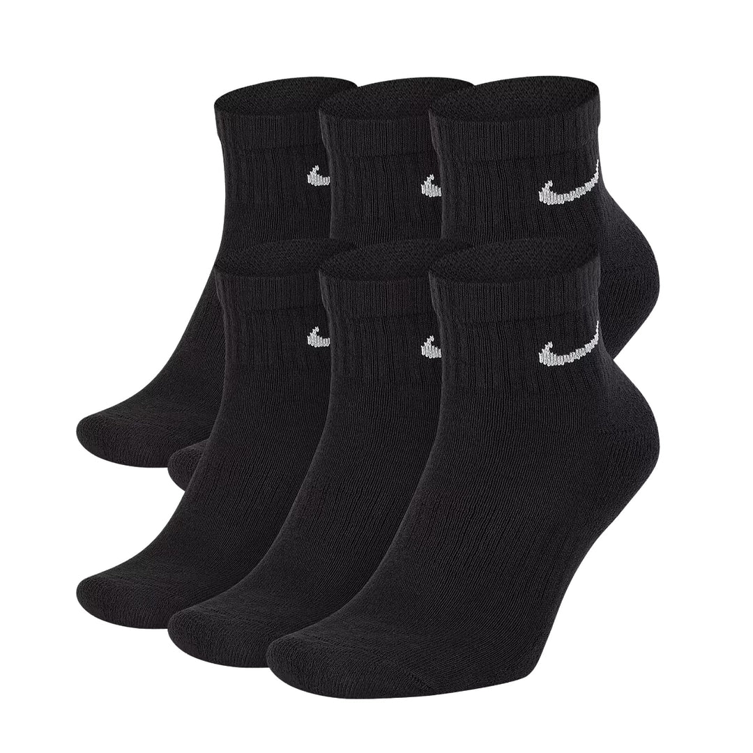 Nike Unisex Everyday Cushioned Ankle Socks 6-Pack with Dri-FIT moisture-wicking, terry-sole cushioning, and arch support in black