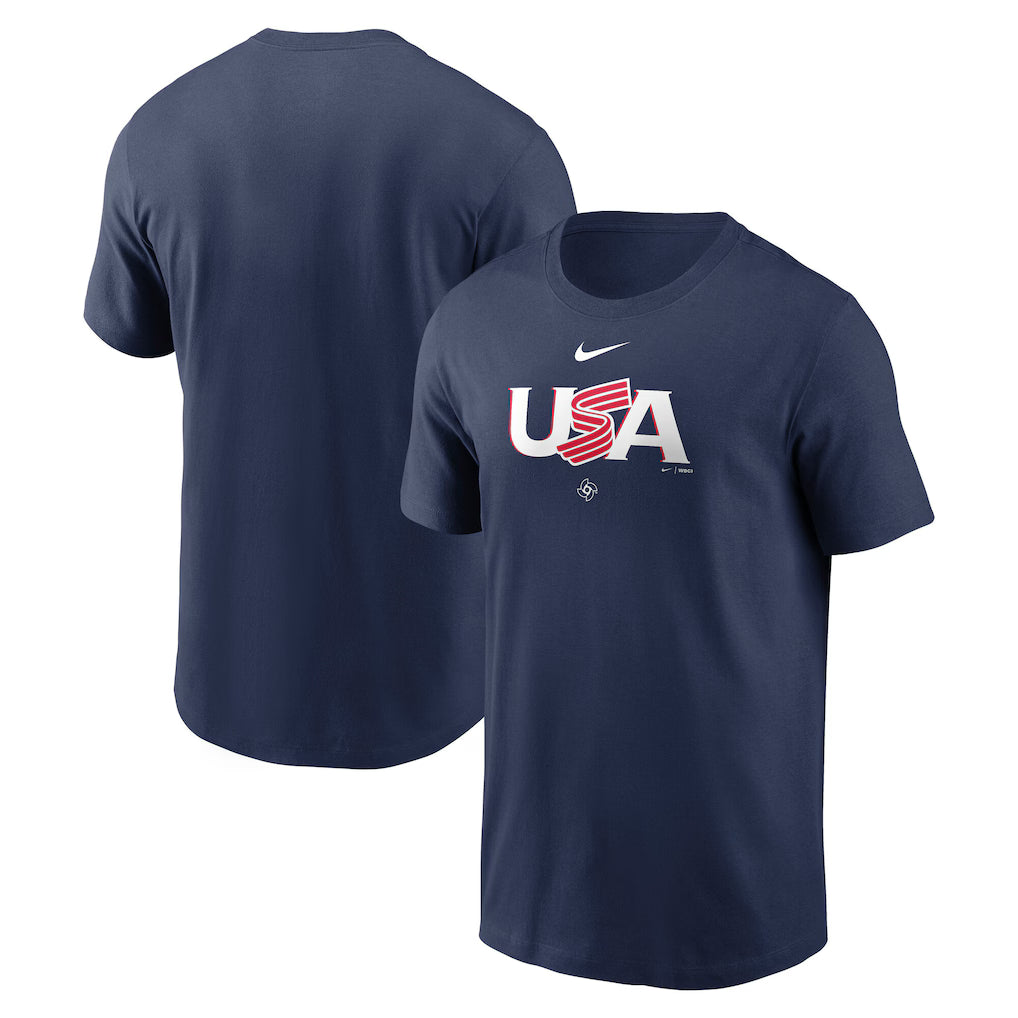 Nike USA National Baseball Team 2026 World Baseball Classic Wordmark T-Shirt – Navy Blue Official Fan Gear