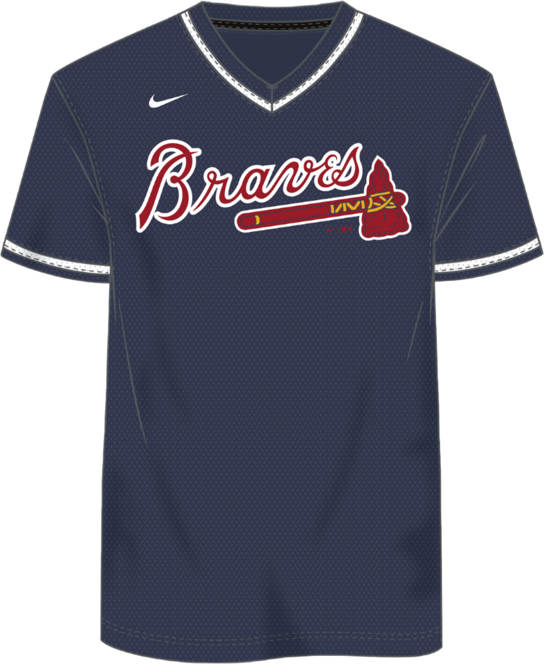Oversize - Nike Atlanta Braves Men's MLB Institutional V-Neck SS Synthetic Jersey