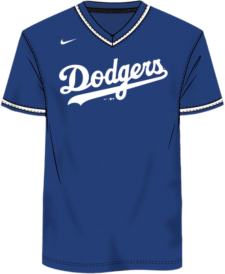 Oversize - Nike Los Angeles Dodgers Men's MLB Institutional V-Neck SS Synthetic Jersey