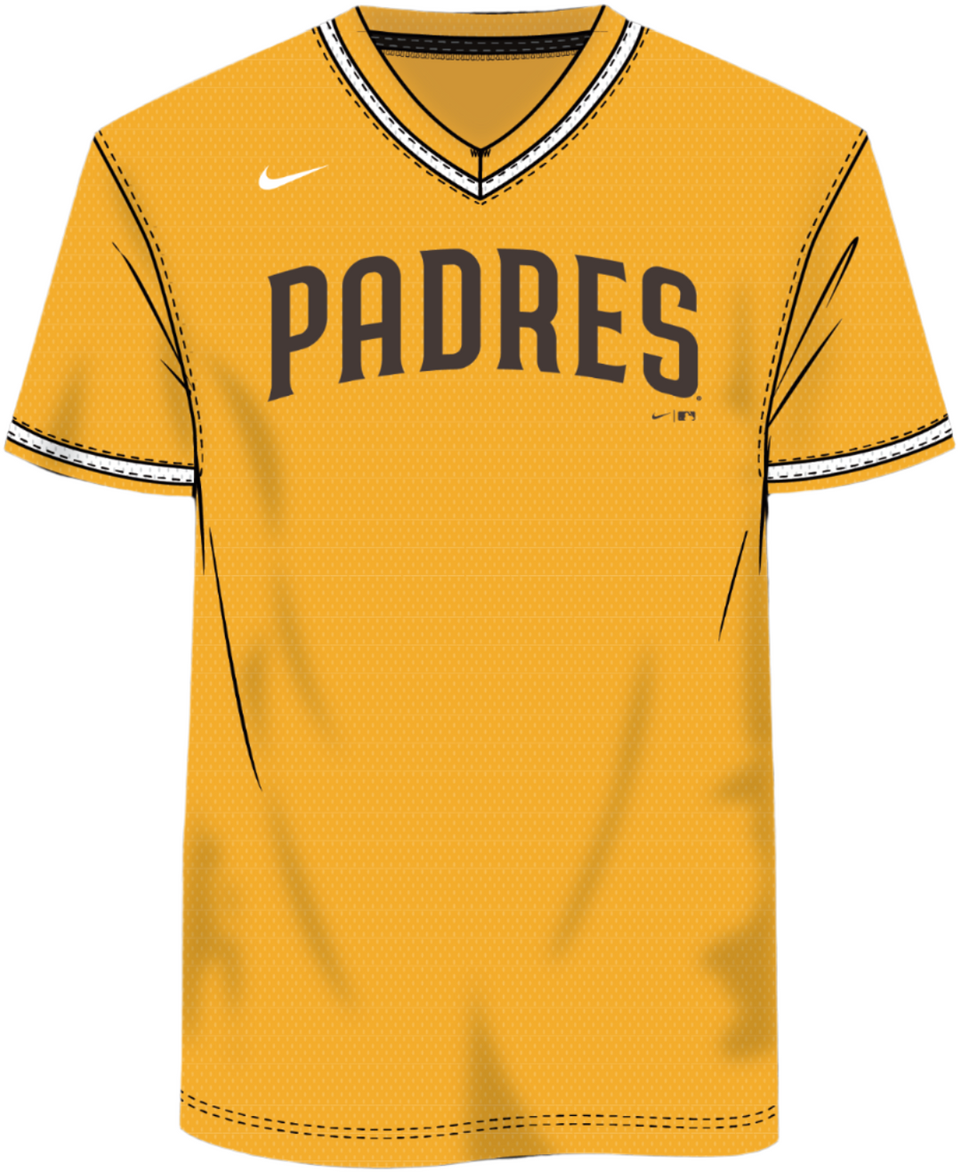 Oversize - Nike San Diego Padres Men's MLB Institutional V-Neck SS Synthetic Jersey