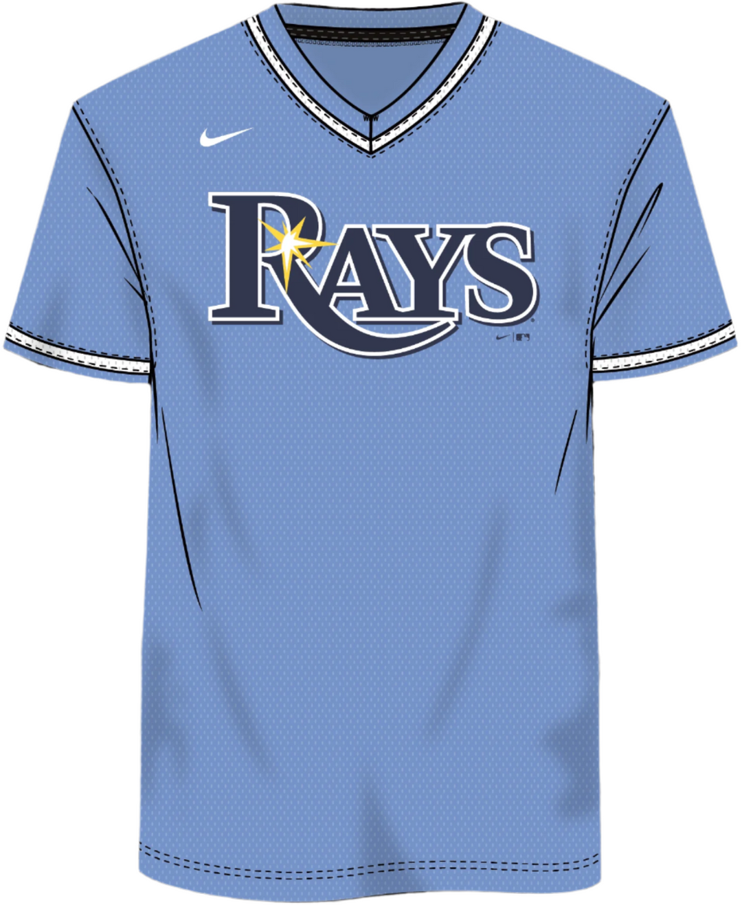 Oversize - Nike Tampa Bay Rays Men's MLB Institutional V-Neck SS Synthetic Jersey