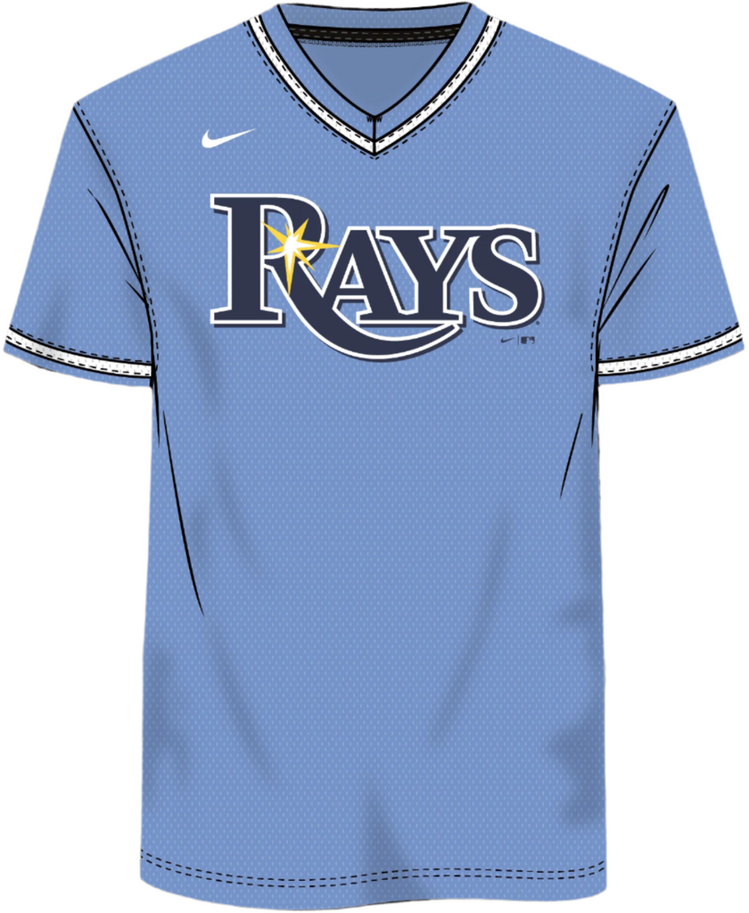 【未使用タグ付】NIKE Tampa Bay Rays ユニフォーム Oversize - Nike Tampa Bay Rays Men's MLB Institutional V-Neck SS