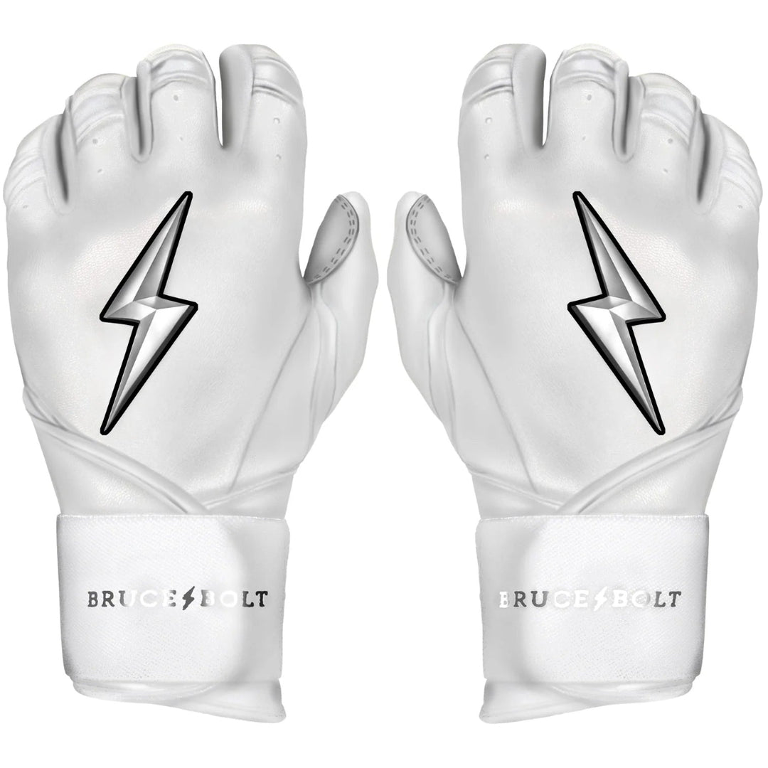 PREMIUM PRO CHROME Series Long Cuff Batting Gloves - White