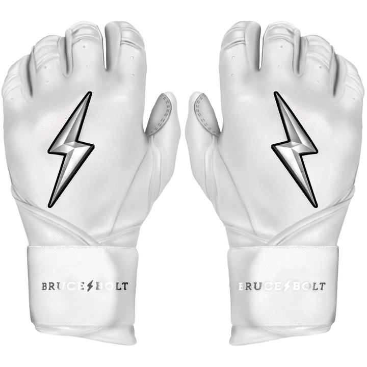 PREMIUM PRO CHROME Series Long Cuff Batting Gloves - White