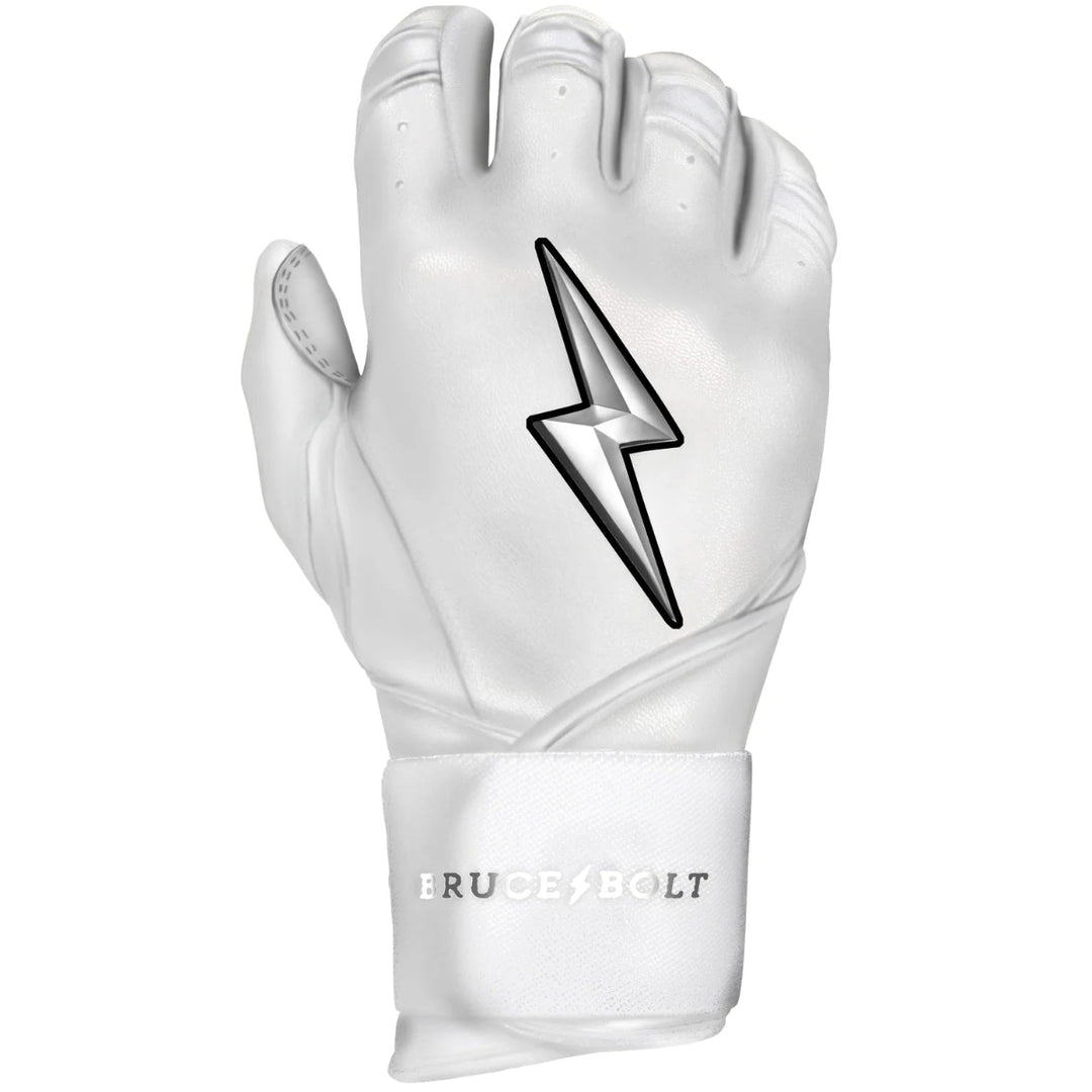 PREMIUM PRO CHROME Series Long Cuff Batting Gloves - White1
