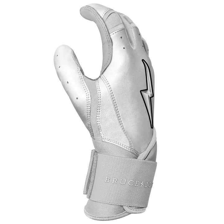 PREMIUM PRO CHROME Series Long Cuff Batting Gloves - White2