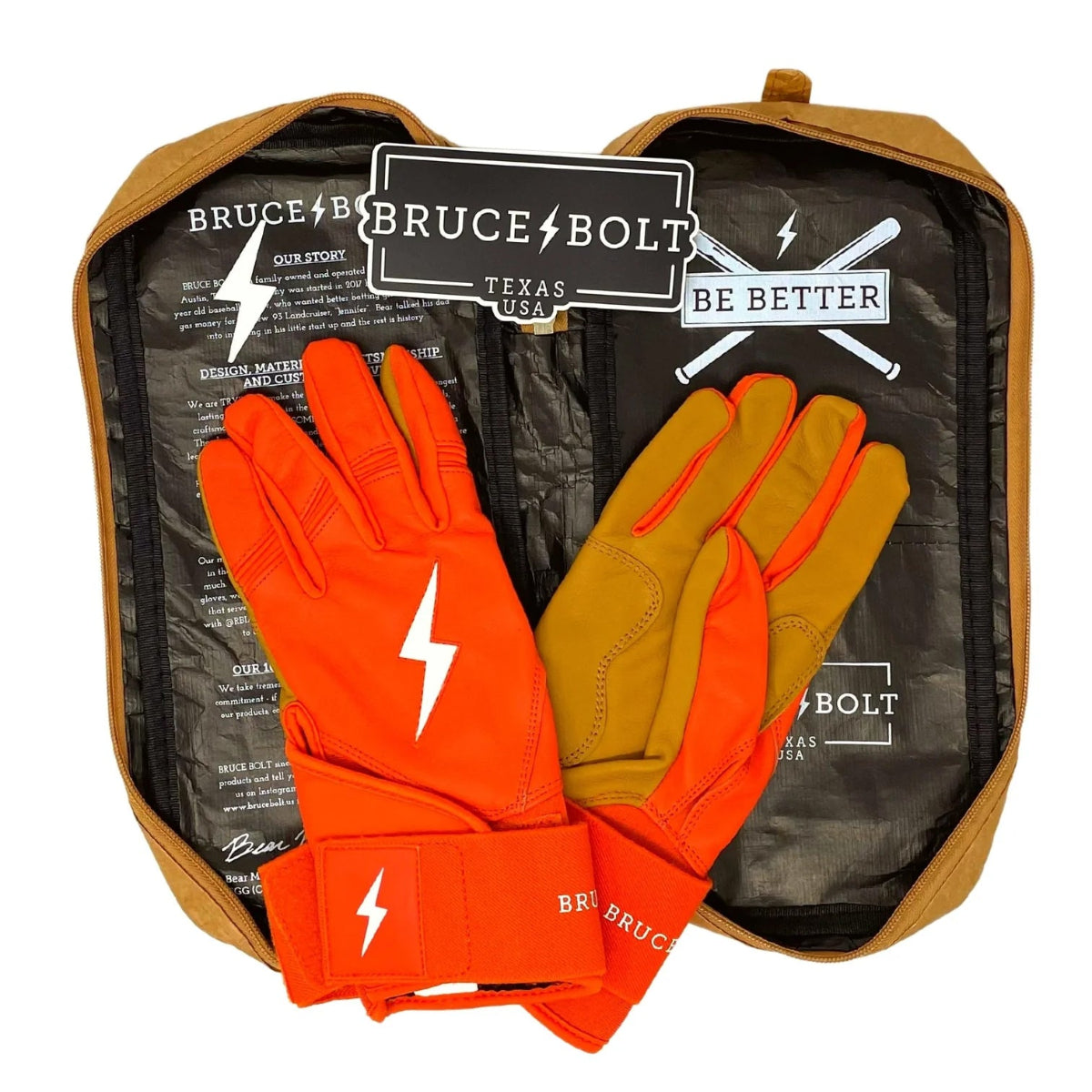 Bruce Bolt Premium Pro Long Cuff Batting Gloves - Orange – Peligro