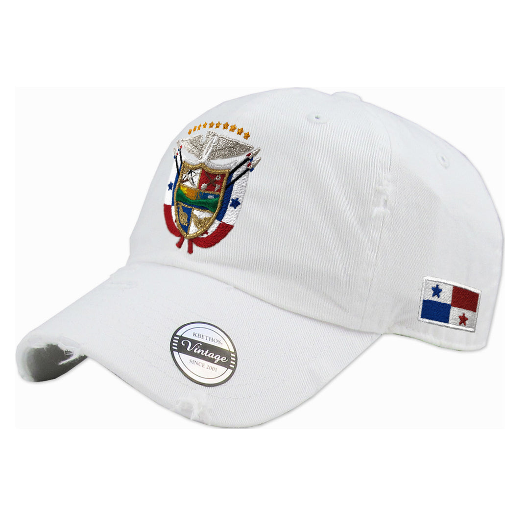 Vintage Panama Hats with Embroidered Panama Shield and Flag