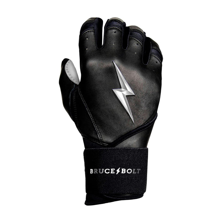 Premium Pro Chrome Series Long Cuff Batting Gloves - Black