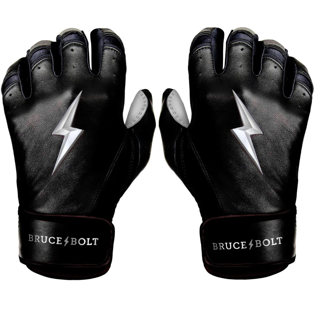 Premium Pro Chrome Series Short Cuff Batting Gloves - Black