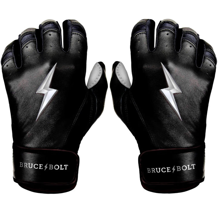 Premium Pro Chrome Series Short Cuff Batting Gloves - Black