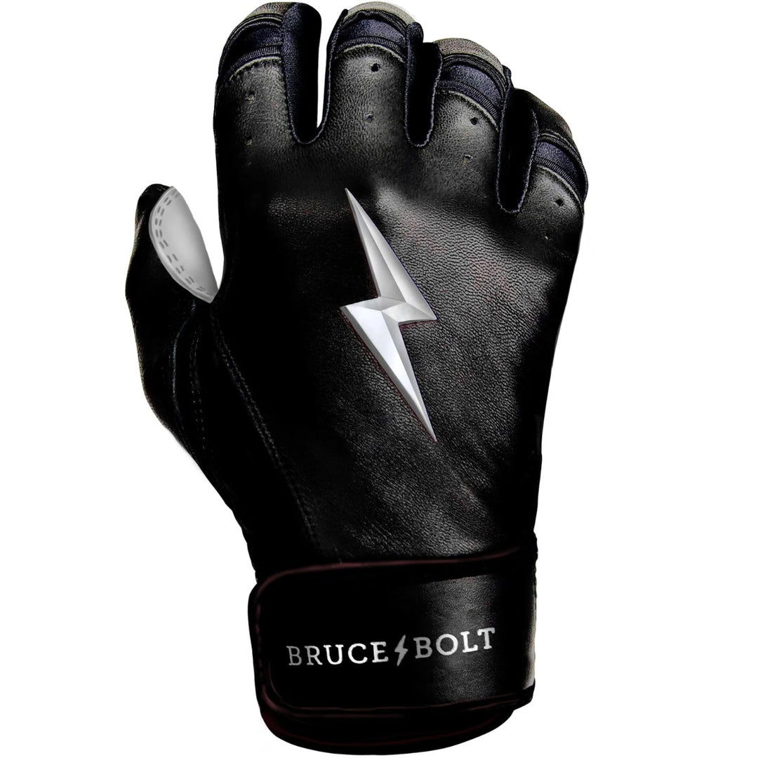 Premium Pro Chrome Series Short Cuff Batting Gloves - Black1
